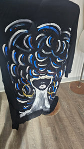 Handpainted cape Black  "Afro"
