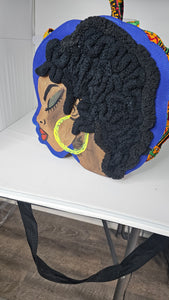 Handpainted african print FACE bag