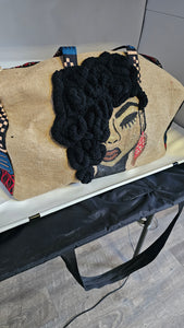 Hand painted duffle bag "Side Hair lady'