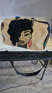 Hand painted duffle bag "Side Hair lady'
